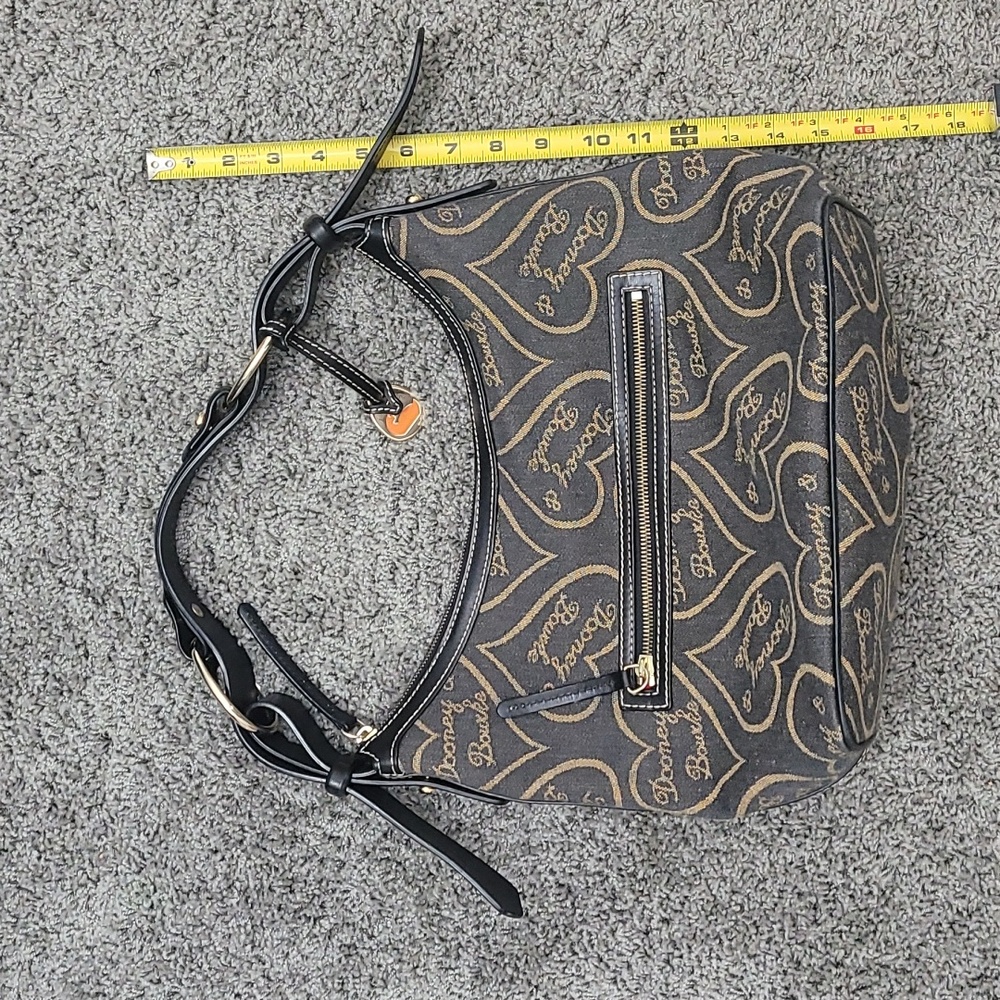 Dooney & Bourke Black Denim Canvas Heart Hobo bag